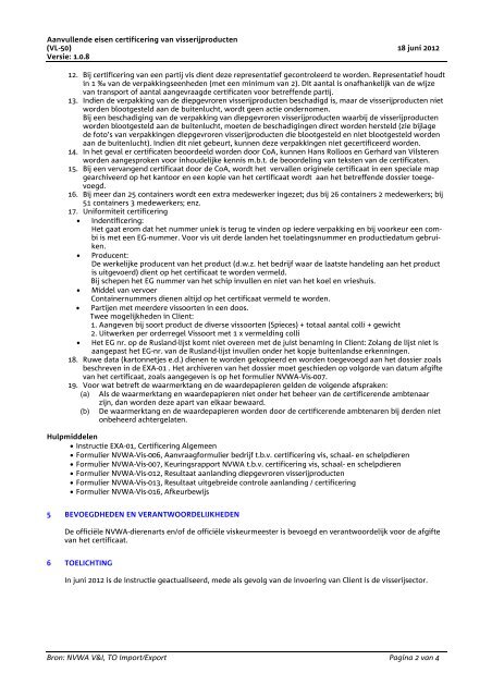 Aanvullende eisen certificering van visserijproducten