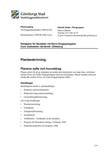 Planbeskrivning pdf, 1 198 kB - Göteborg