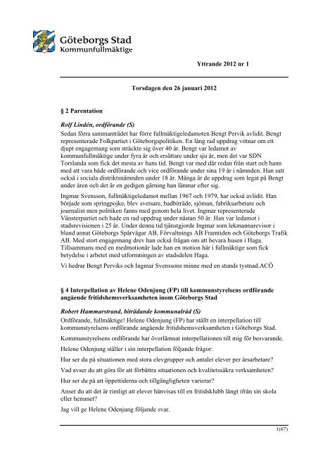 Yttrande_2012_nr_1.pdf - Göteborg