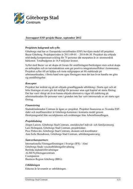 Bilaga 1 Projekt Bazar september 2012.pdf - Göteborg