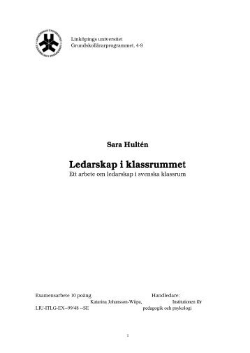Sara Hultén Ledarskap i klassrummet