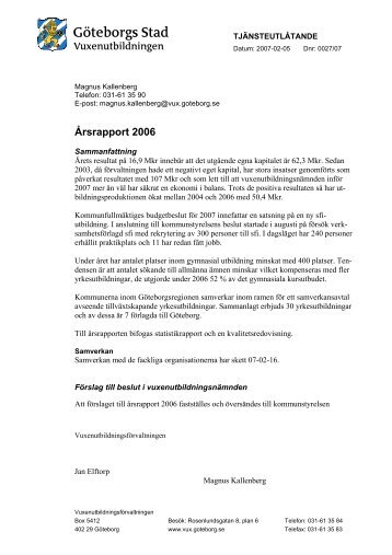 Årsrapport 2006 - Göteborg