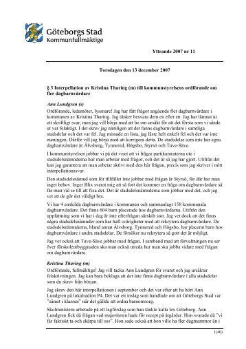 Yttrande 2007 nr 11.pdf - Göteborg