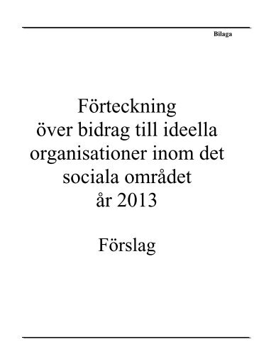 Fördelning av bidrag till sociala området - Göteborg