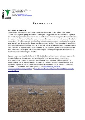 Lees het persbericht. - KNNV Vereniging voor Veldbiologie