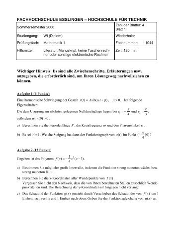 Die Lösung der Differentialgleichung - Hochschule Esslingen