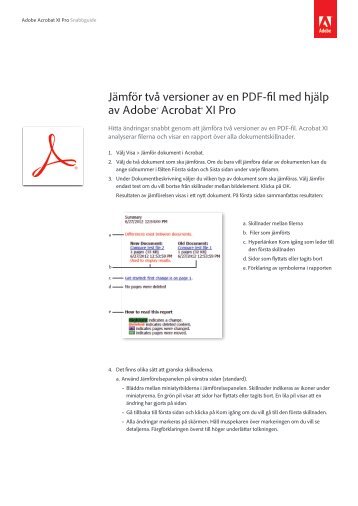 Jämför två versioner av en PDF-fil med hjälp av Adobe® Acrobat ...