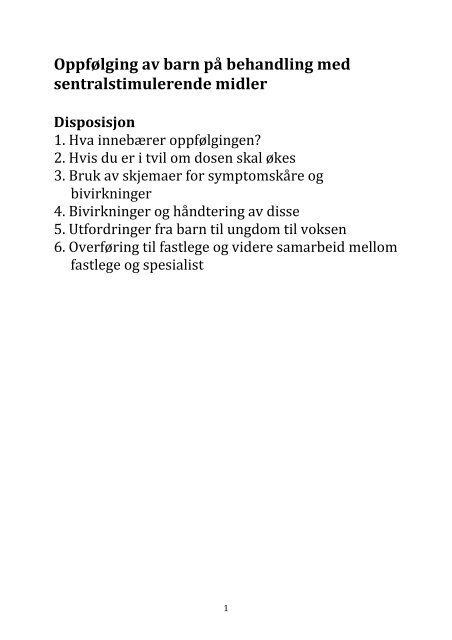 Oppfølging av barn på behandling med ... - Helse Førde