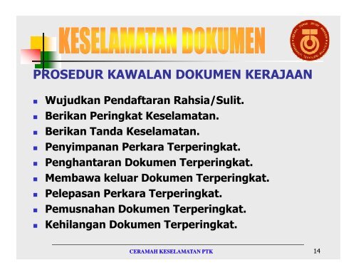 Keselamatan Dokumen bermaksud kawalan ke atas dokumen ...