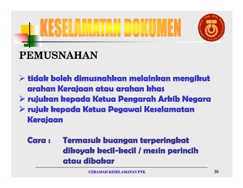 Keselamatan Dokumen bermaksud kawalan ke atas dokumen ...