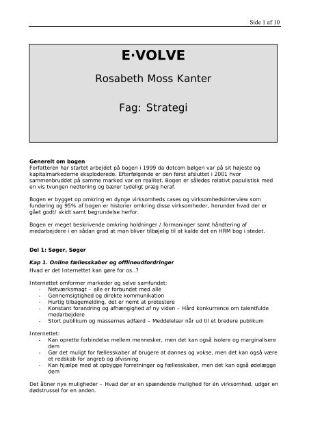 Rosabeth Moss Kanter: E-volve - Black Diamond Consulting