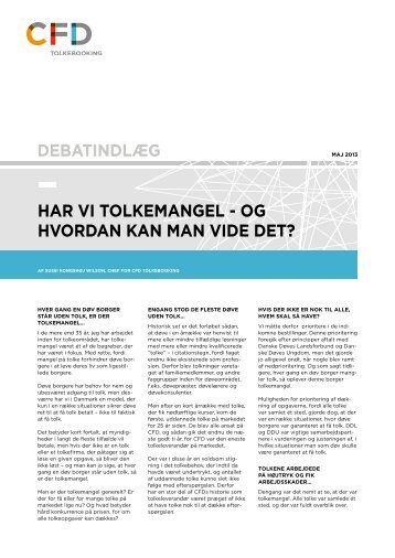 debatindlæg om tolkeområdet - Center for døve