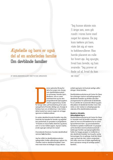 Download artiklen om døvblinde familier her (pdf) - Center for døve