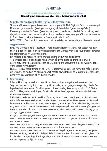 BYMIDTEN Bestyrelsesmøde 13. februar 2013 - Domea