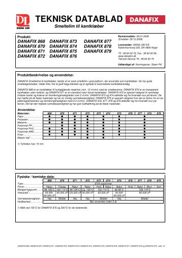 TEKNISK DATABLAD - Dana Lim A/S