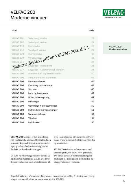 VELFAC 200 Moderne vinduer - ProductInformation.dk
