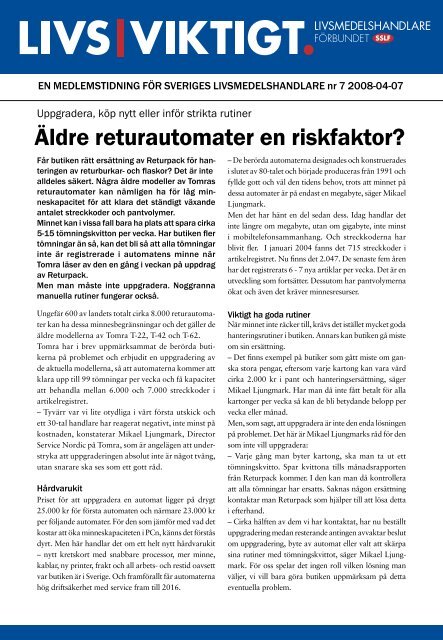 Äldre returautomater en riskfaktor? - SSLF