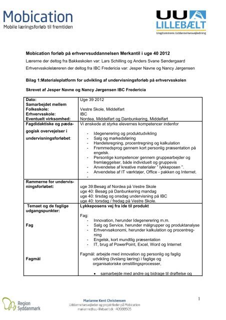 Mobication forløb på erhvervsuddannelsen Merkantil i ... - UU Lillebælt