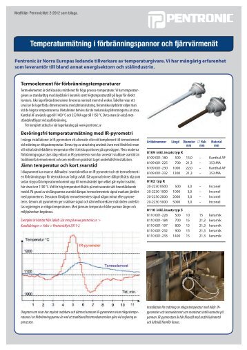Temperaturmätning i förbränningspannor och ... - Pentronic