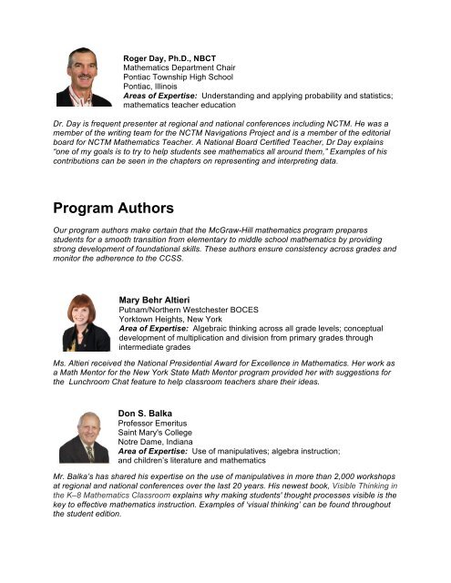 Meet Our Authors - MHEonline.com