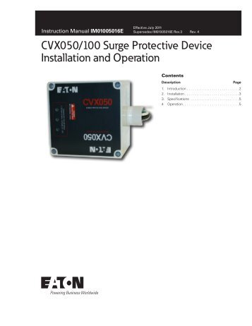 CVX050/100 Surge Protective Device Installation and ... - Download