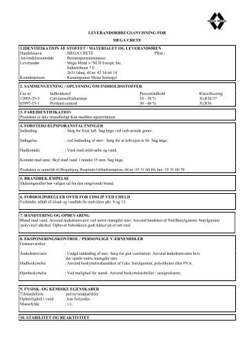 Mega Crete - NCH Europe Inc., Danmark