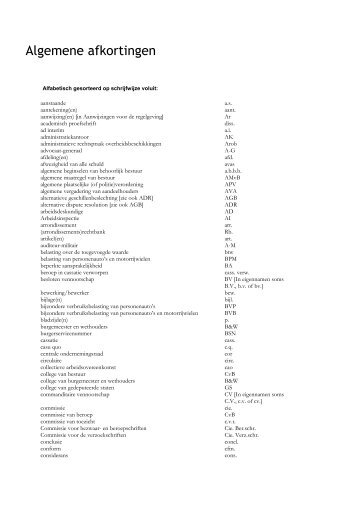 Lijst afkortingen - Lexplicatie