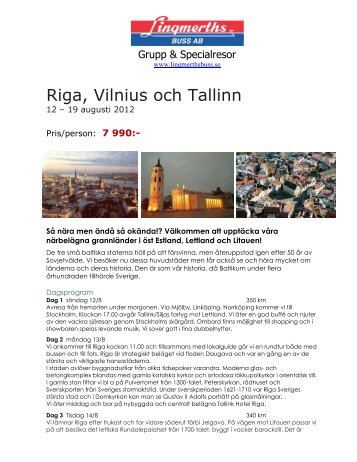 Riga, Vilnius och Tallinn - Lingmerths Buss