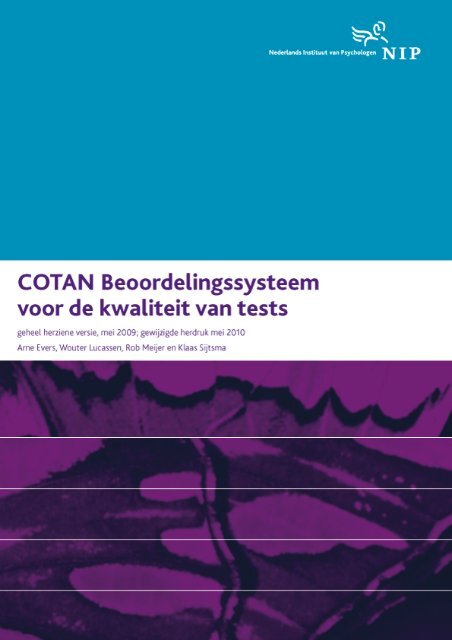 COTAN beoordelingssysteem voor de kwaliteit van tests - NIP