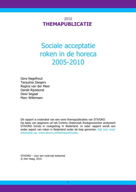 Themapublicatie sociale acceptatie roken in de horeca - Stivoro