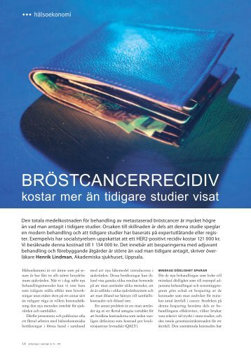 Bröstcancerrecidiv - Onkologi i Sverige
