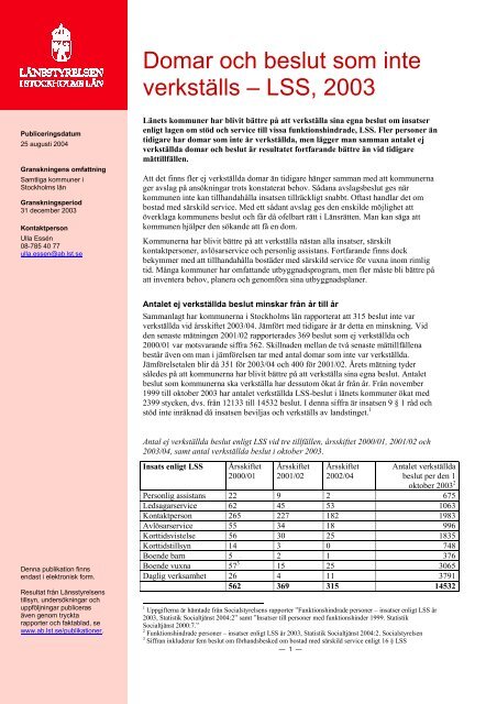 Domar och beslut som inte verkställs – LSS, 2003 - Länsstyrelsen i ...