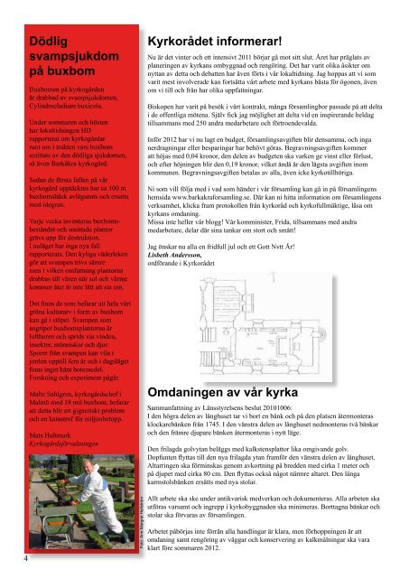 Församlingsblad nr 4 2011 - Barkåkra församling