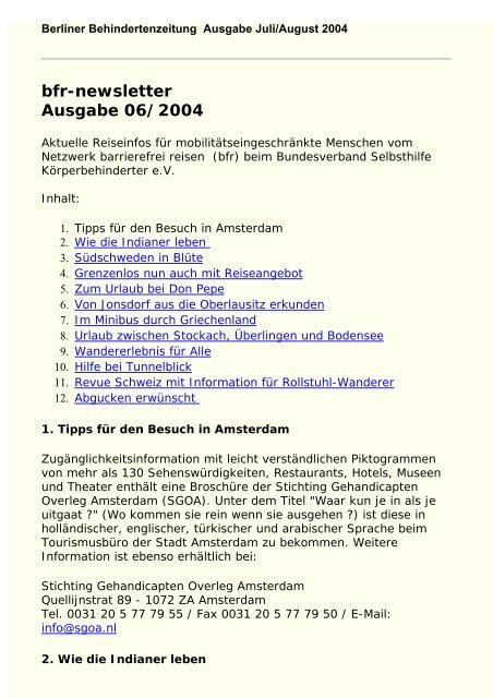 der Ausgabe 7-8/2004 - Berliner Behindertenzeitung