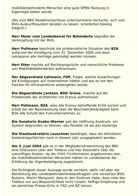 der Ausgabe 7-8/2004 - Berliner Behindertenzeitung