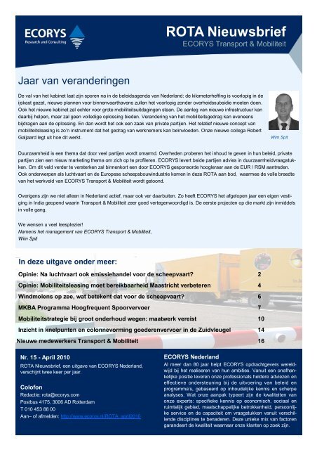 ROTA Nieuwsbrief - Ecorys