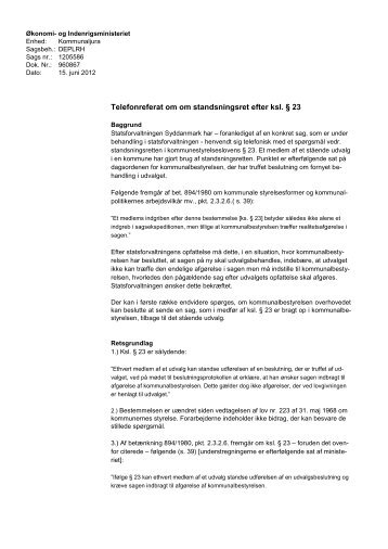 Telefonreferat af 15. juni 2012 - Økonomi- og Indenrigsministeriet