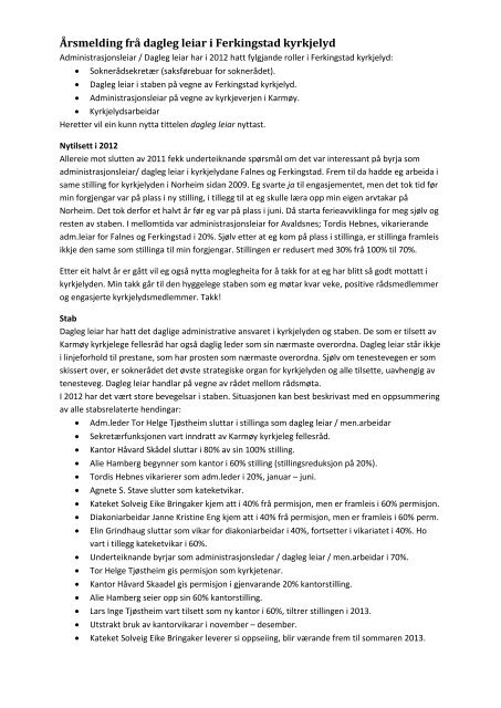 Årsmelding Ferkingstad 2012 -web.pdf - Ferkingstad menighet