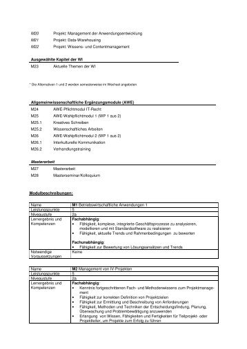 Modulbeschreibungen [PDF] - Wirtschaftsinformatik bis zum Master ...