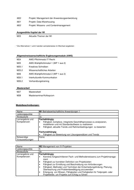 Modulbeschreibungen [PDF] - Wirtschaftsinformatik bis zum Master ...