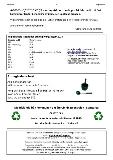 Föglöbladet nr 2 2013 - Föglö kommun