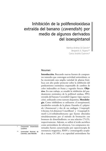 Inhibición de la polifenoloxidasa extraída del banano - Corporación ...