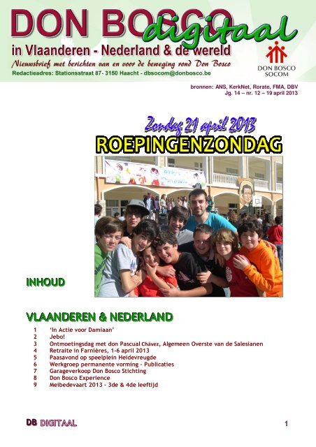 INHOUD VLAANDEREN & NEDERLAND - Don Bosco