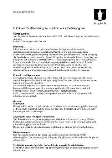 Riktlinjer för delegering av medicinska arbetsuppgifter - Kungsbacka ...