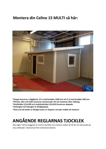 ANGÅENDE REGLARNAS TJOCKLEK - Byggmax