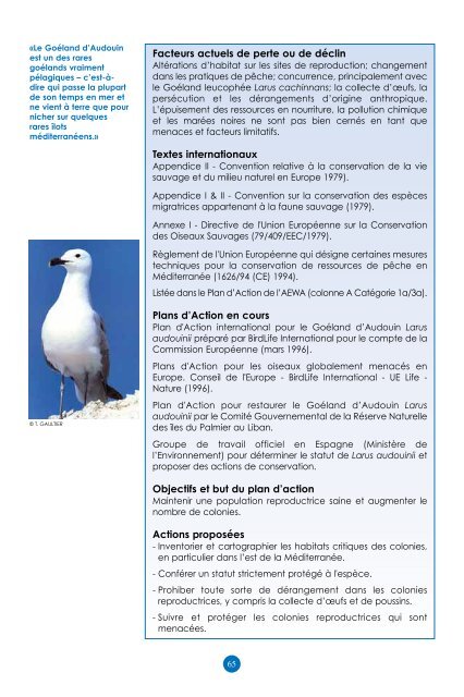 Plan d'Action pour la conservation des espèces d'oiseaux inscrites ...