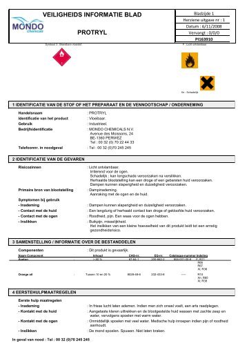 VEILIGHEIDS INFORMATIE BLAD PROTRYL - Mondo Chemicals