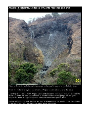 Angalo's Footprints, Evidence of Giants Presence on Earth