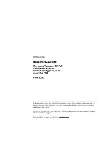 Rapport RL 2000:19 - Statens Haverikommission