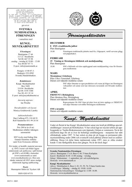 DECEMBER 8 • 2005 - Svenska Numismatiska Föreningen